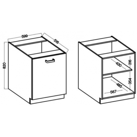 Szafka kuchenna dolna 60 cm CREMA dąb cremona / biały mat 60 D 1F BB